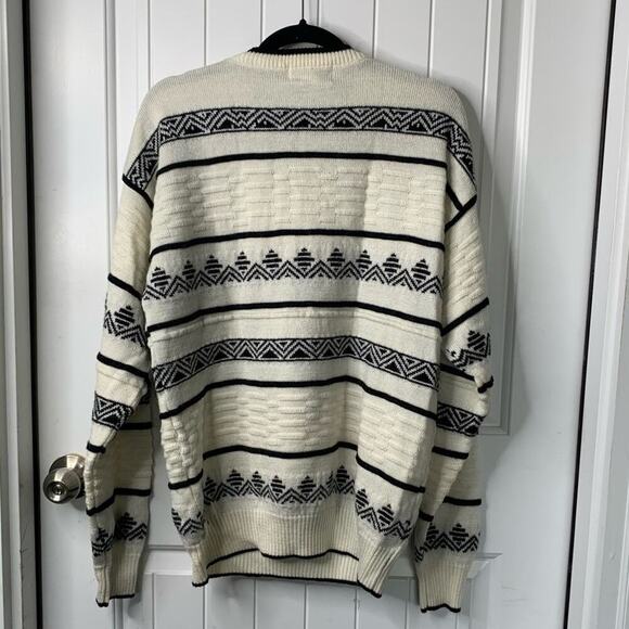 Vintage geometric 3d textured knit crew neck sweater‎ size large men's - Picture 2 of 5